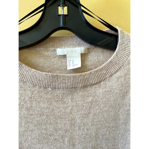 H&M Long Sleeve Wool Blend Casual Boxy Jumper Knit Top Heathered Beige Size XS - Picture 6 of 8